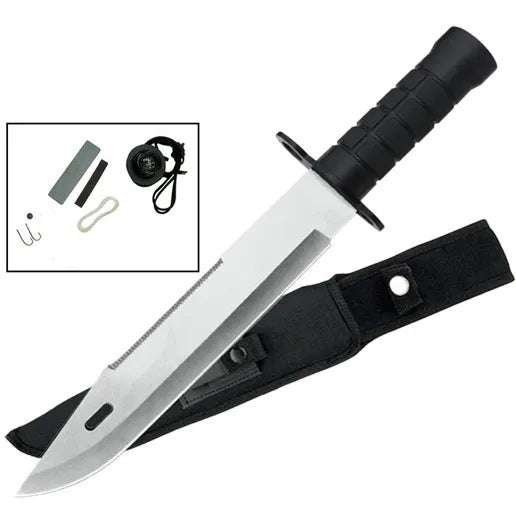 15 Inch Tactical Hunting Rambo Fixed Blade Knife Bowie with Survival Kit - Tophatter's Inc. Weapons Store Online Collectible Weapons - Tophatter Daily Deals