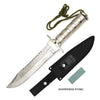 15" Silver Tactical Hunting Fixed Blade Knife with Survival Kit - TOPHATTER'S ARMORY DEALS Collectible Weapons - Tophatter Daily Deals