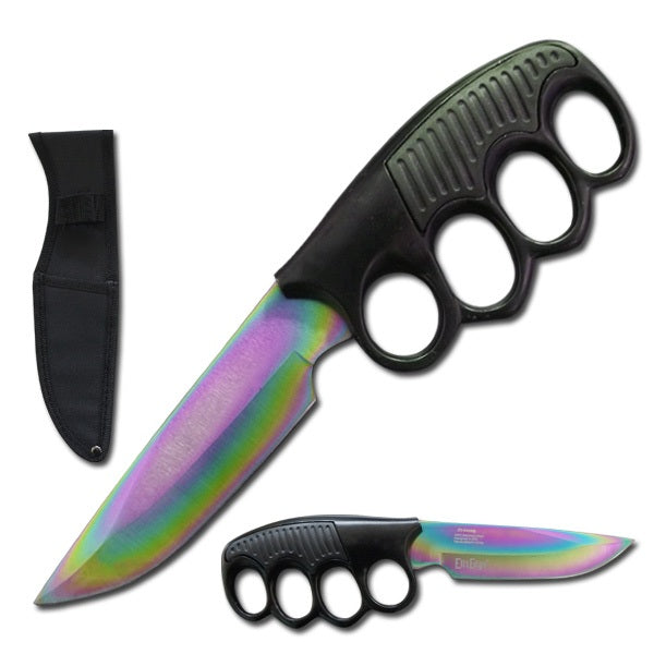 9.5" Military Tactical Trench Knife Combat Fixed Blade Rainbow Knife Collectible Weapons - Tophatter Daily Deals