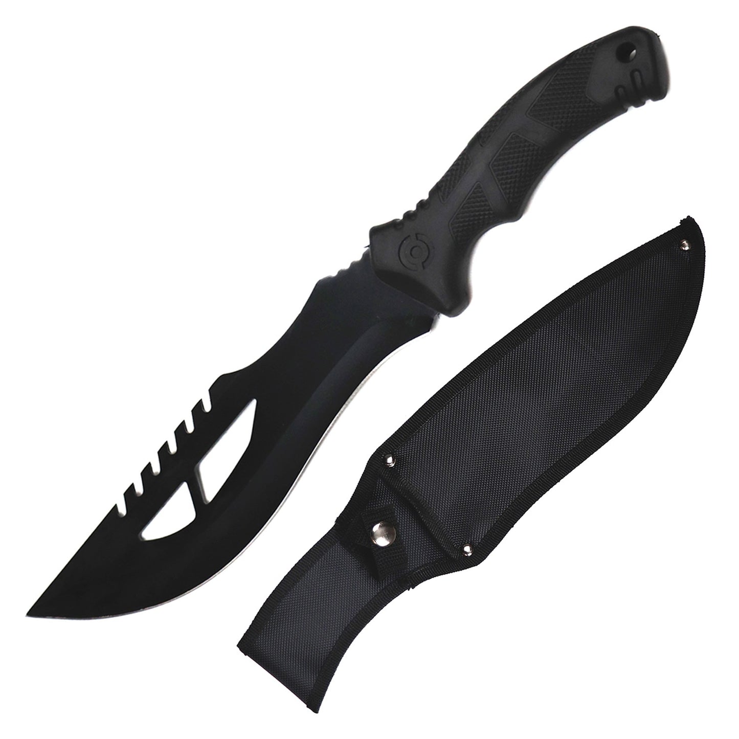 15 Inch Overall Black Fixed Blade Hunting Bowie Machete Knife - Tophatter's Guns'N'Weapons Store - FREE SHIPPING Collectible Weapons - Tophatter Daily Deals