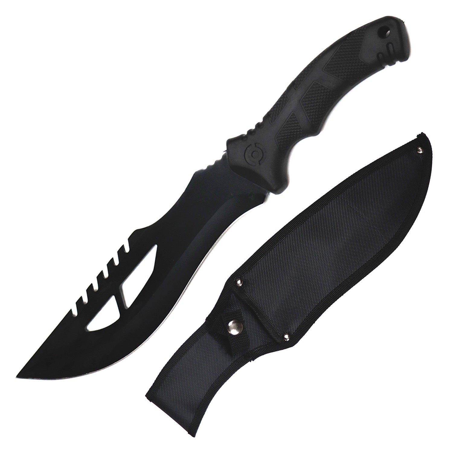 15 Inch Overall Black Fixed Blade Hunting Bowie Machete Knife - Tophatter's Inc. Weapons Store Online Collectible Weapons - Tophatter Daily Deals