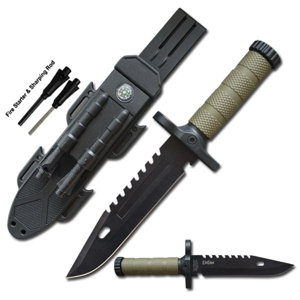 12.5" Tactical Hunting Fixed Blade Bowie Outdoor Survival Knife Collectible Weapons - Tophatter Daily Deals
