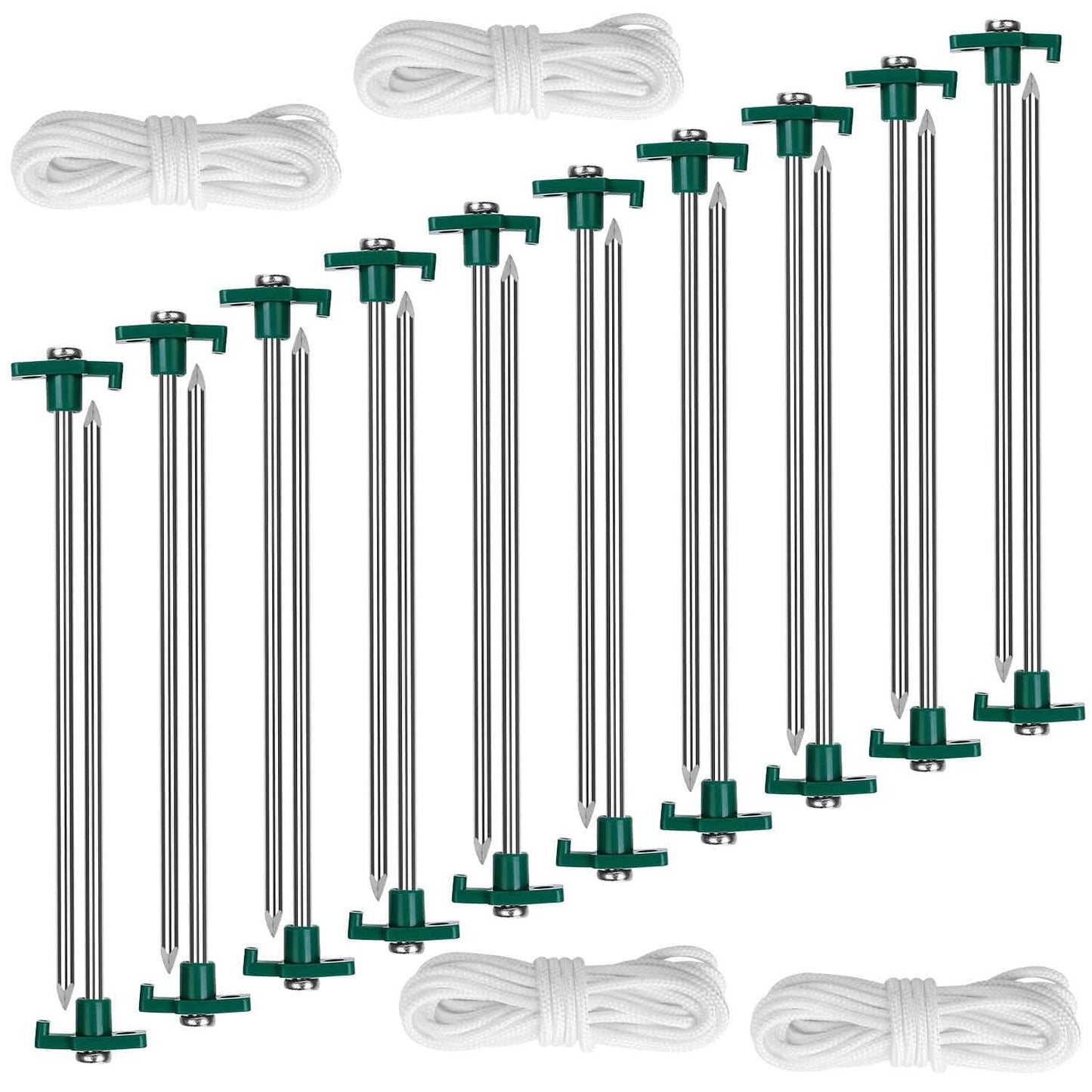 20-Piece: 9.8-Inch Tent Pegs Ropes Set Outdoor Recreation - Tophatter Daily Deals