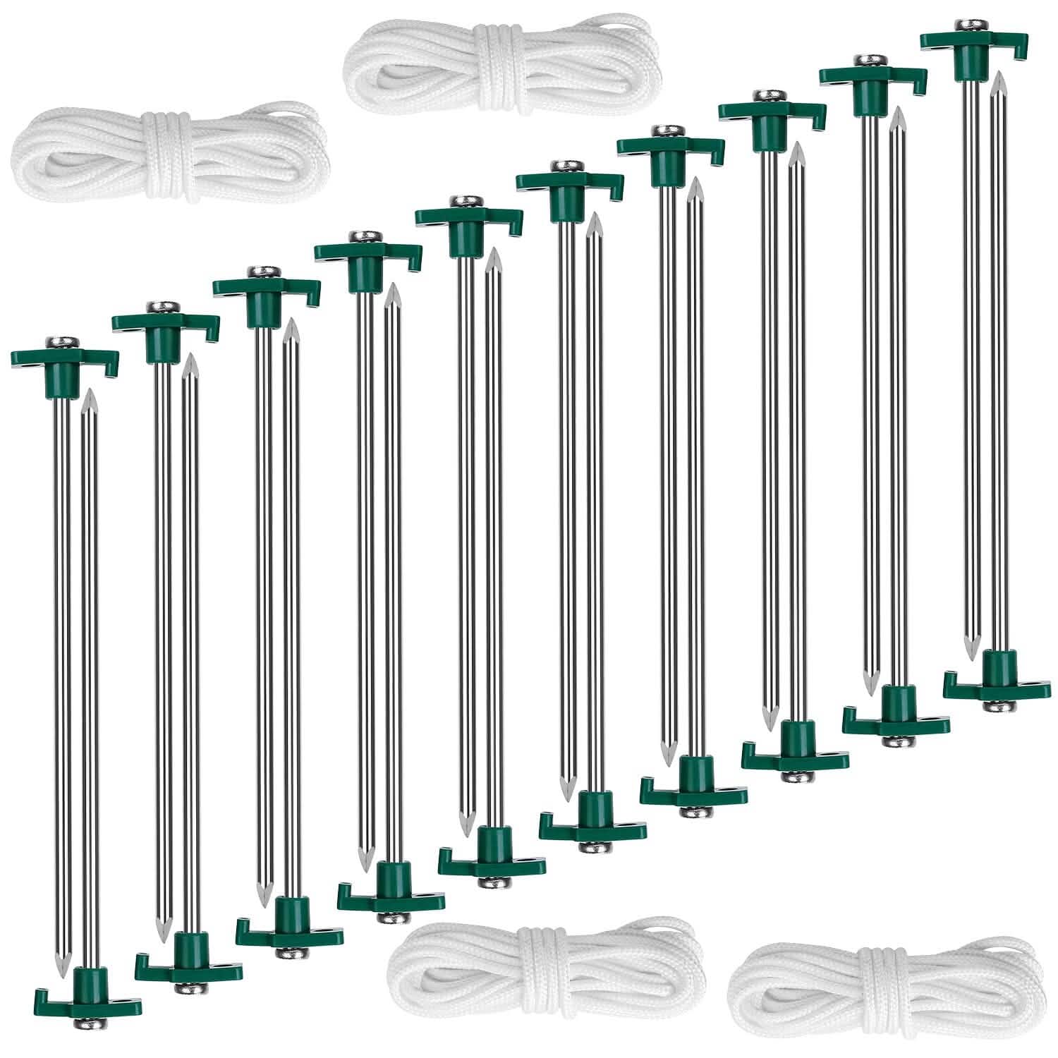 20-Piece: 9.8-Inch Tent Pegs Ropes Set Outdoor Recreation - Tophatter Daily Deals
