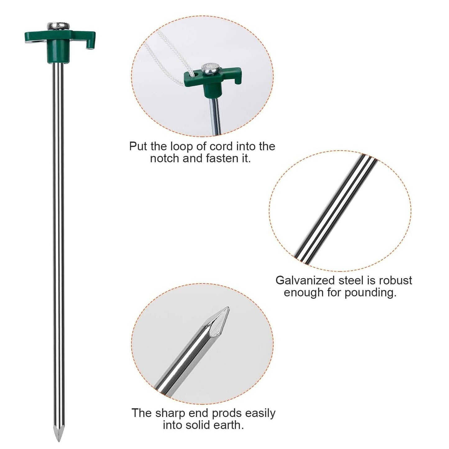 20-Piece: 9.8-Inch Tent Pegs Ropes Set Outdoor Recreation - Tophatter Daily Deals