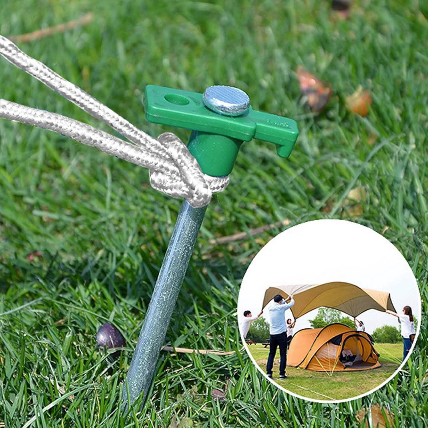 20-Piece: 9.8-Inch Tent Pegs Ropes Set Outdoor Recreation - Tophatter Daily Deals