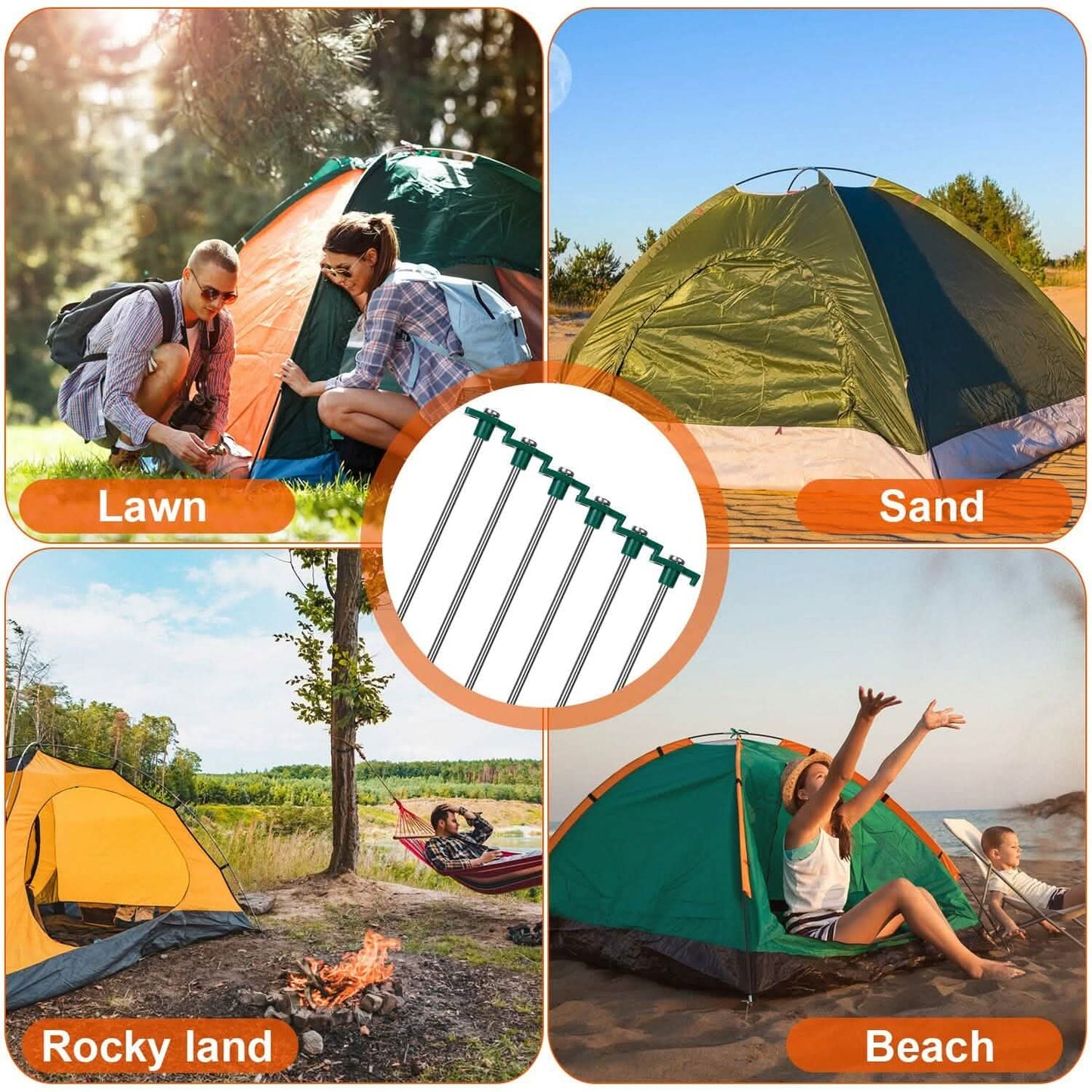 20-Piece: 9.8-Inch Tent Pegs Ropes Set Outdoor Recreation - Tophatter Daily Deals