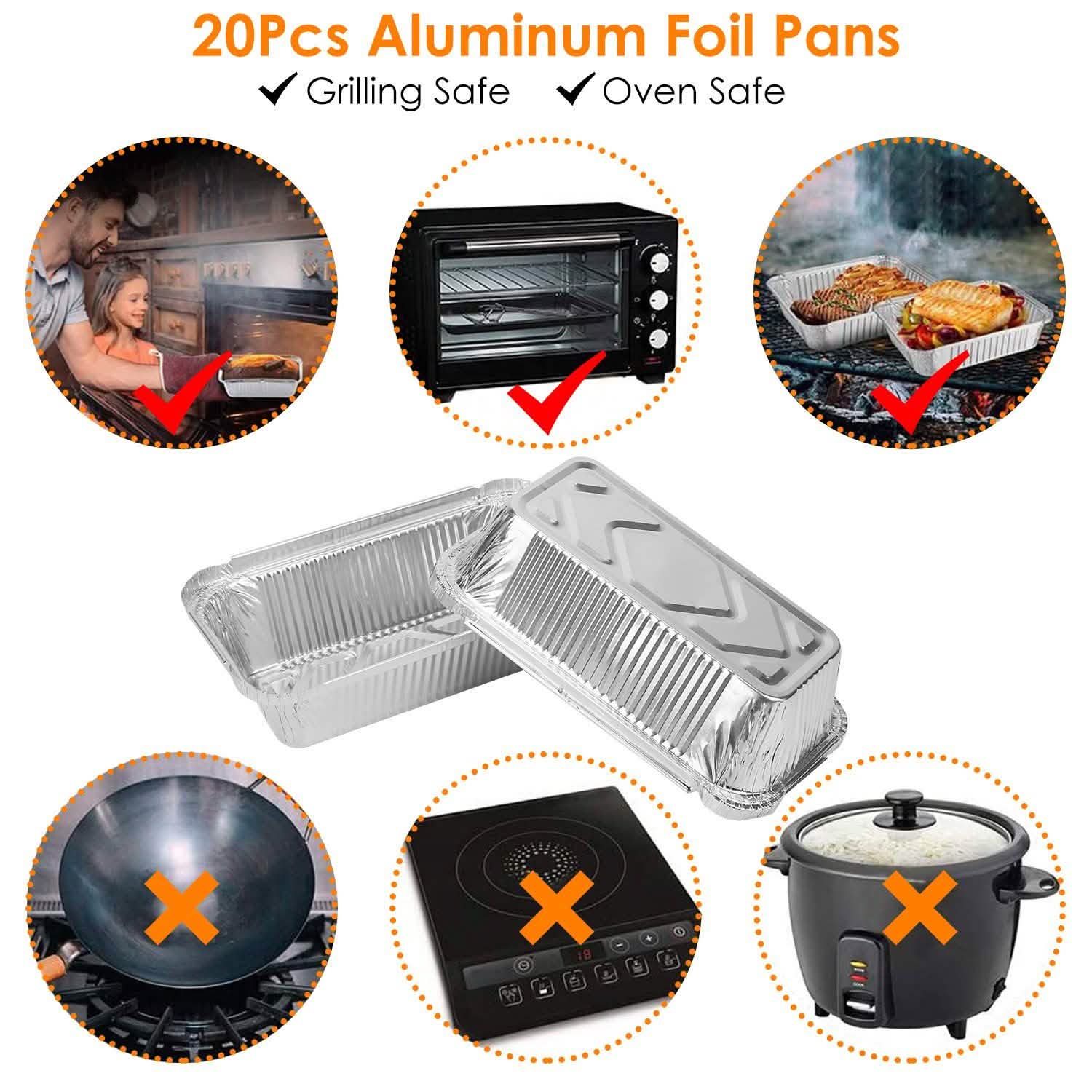 20-Piece: Disposable Aluminum Foil Pans Kitchen Tools & Gadgets - Tophatter Daily Deals