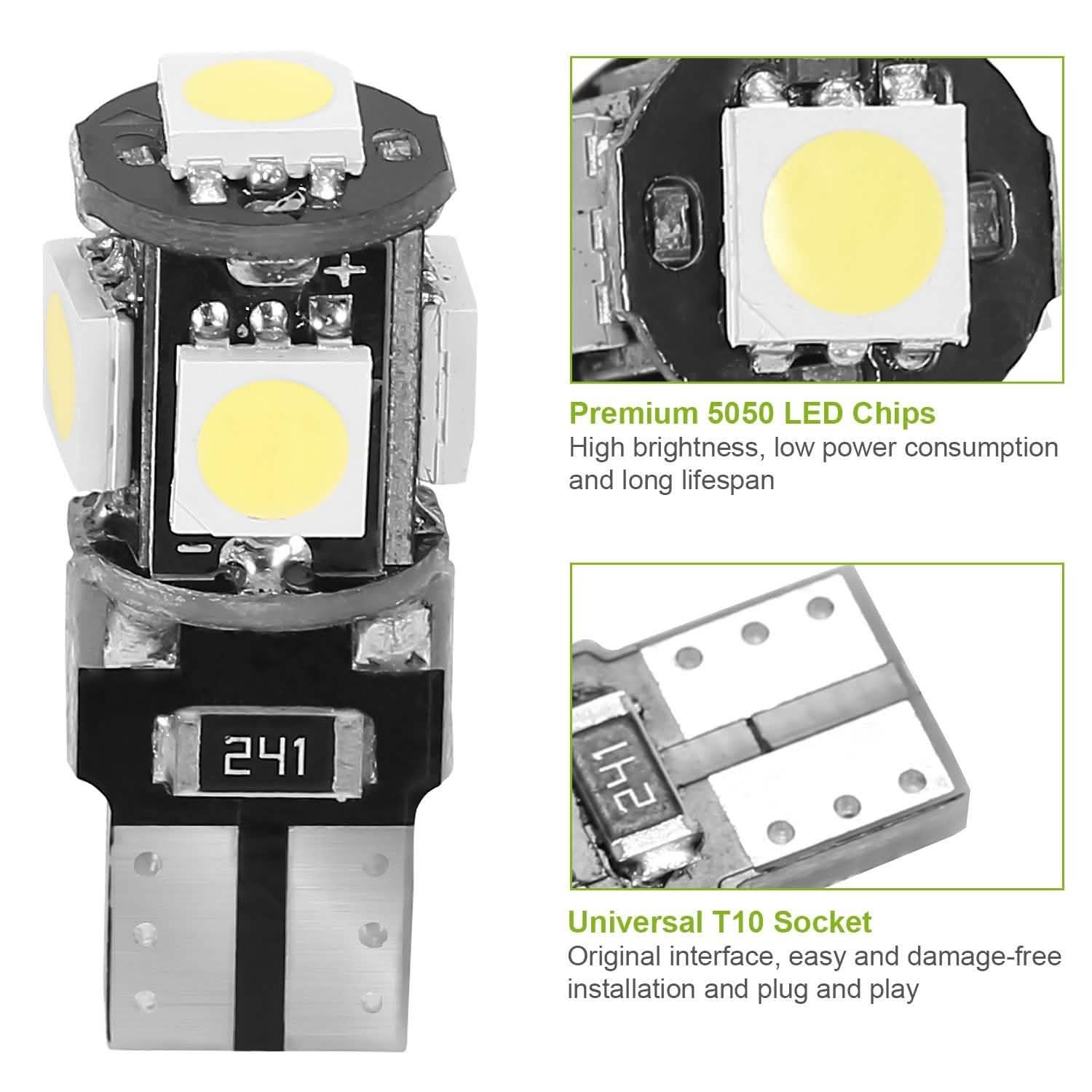 20-Piece: T10 SMD5050 LED Light Bulbs Automotive - Tophatter Daily Deals