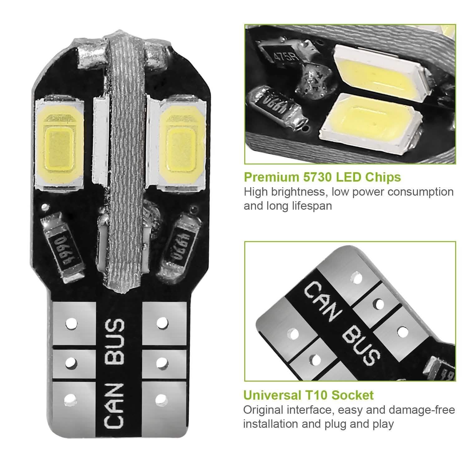 20-Piece: T10 SMD5730 LED Light Bulbs Automotive - Tophatter Daily Deals