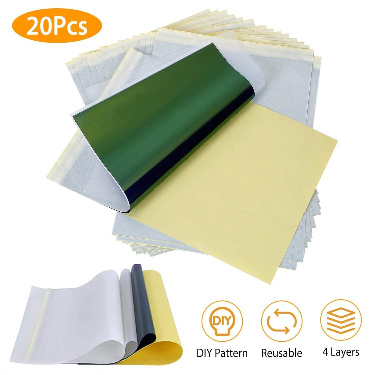 20-Pieces: Tattoo Transfer Paper 4 Layers Tattooing Skin Tattoo Kit A4 School, Office & Art Supplies - Tophatter Daily Deals