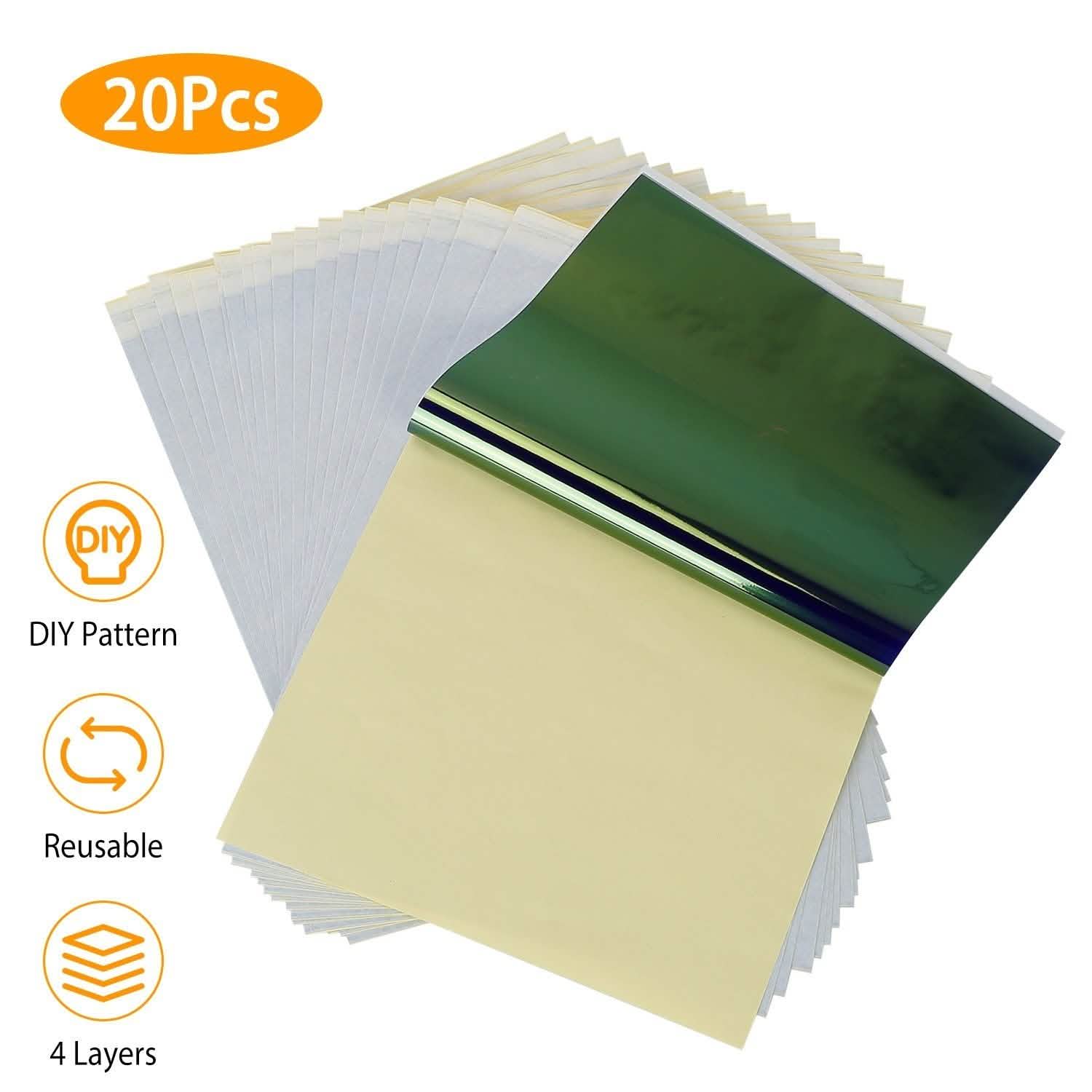 20-Pieces: Tattoo Transfer Paper 4 Layers Tattooing Skin Tattoo Kit A4 School, Office & Art Supplies - Tophatter Daily Deals