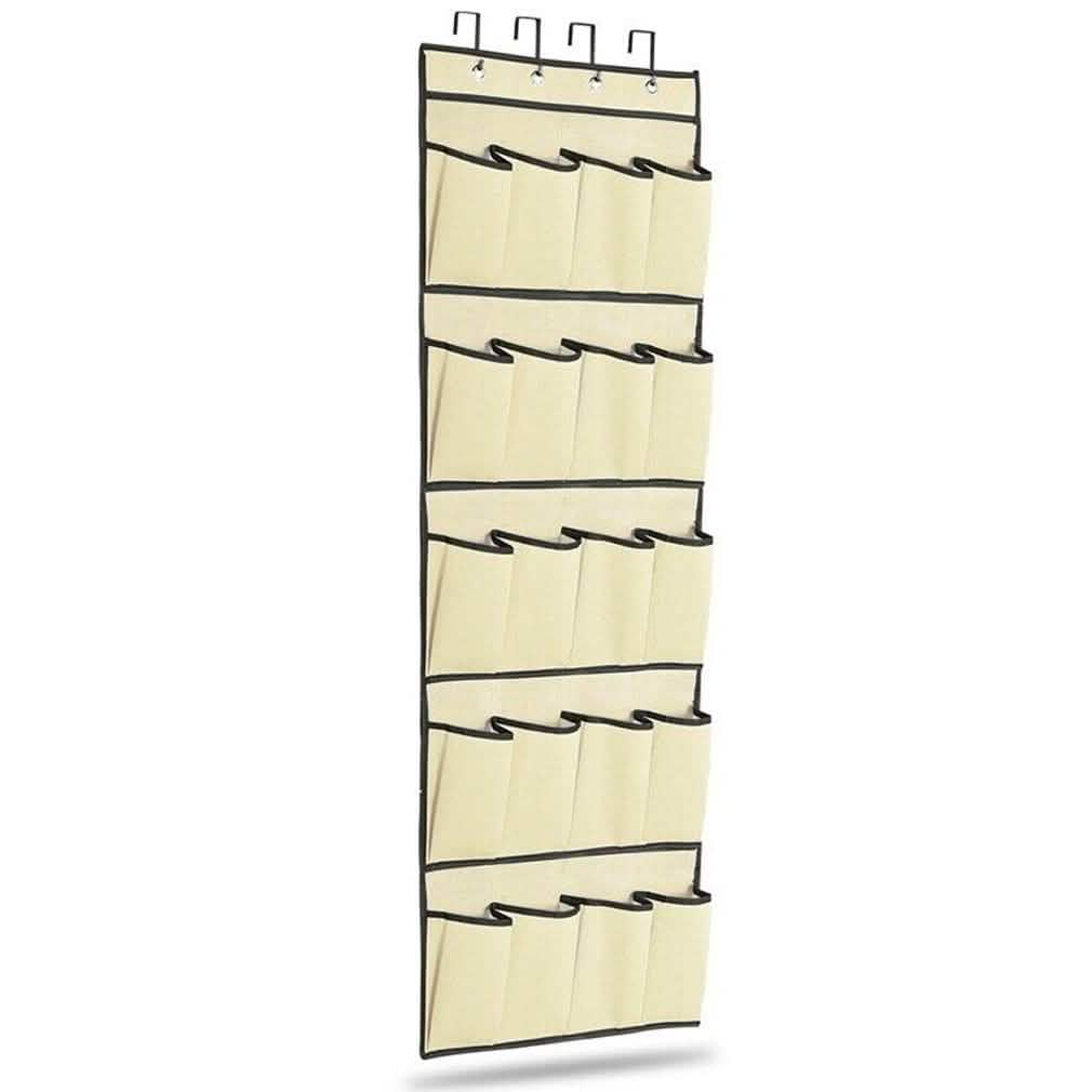 20 Pocket: Over the Door Shoe Rack Organizer Beige Storage & Organization - Tophatter Daily Deals