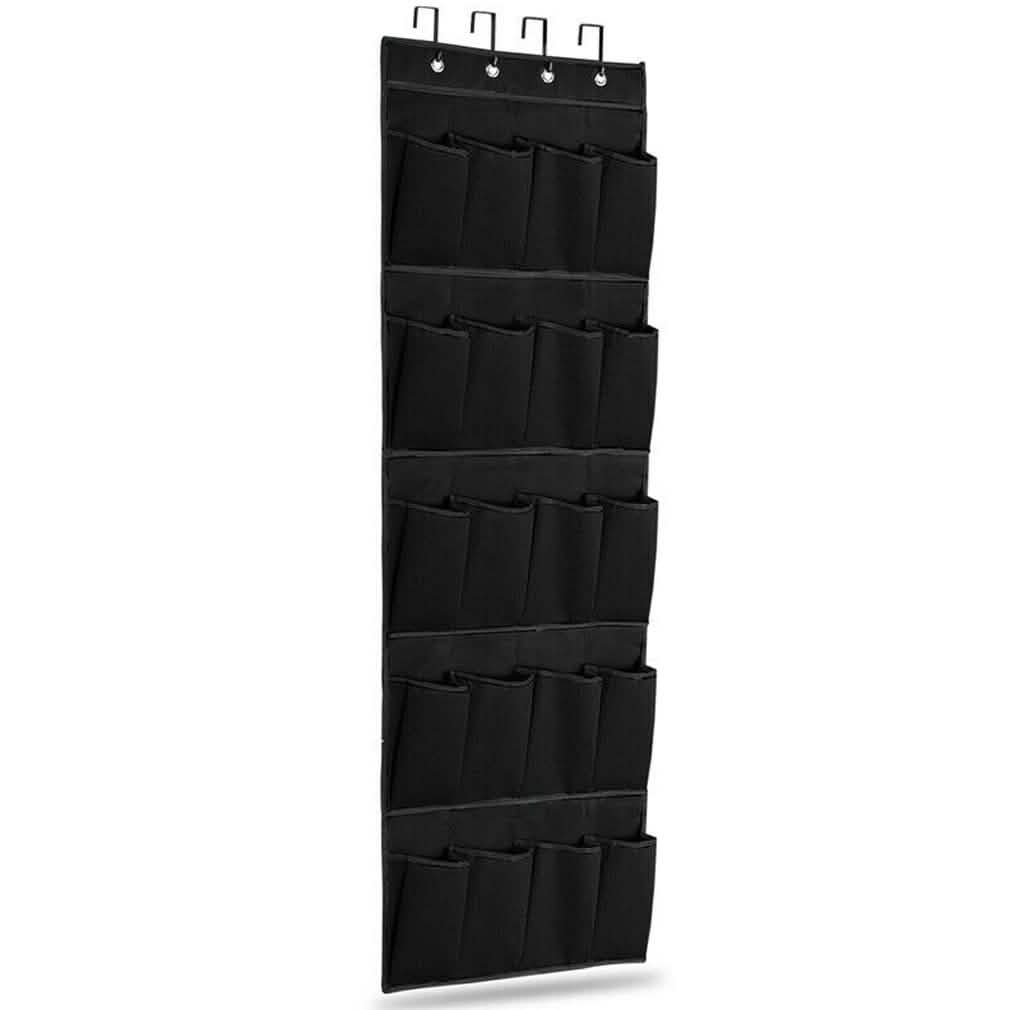 20 Pocket: Over the Door Shoe Rack Organizer Black Storage & Organization - Tophatter Daily Deals