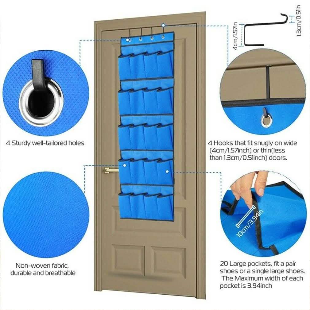 20 Pocket: Over the Door Shoe Rack Organizer Storage & Organization - Tophatter Daily Deals