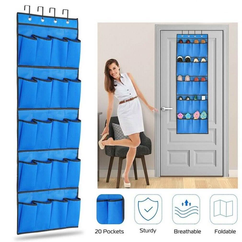 20 Pocket: Over the Door Shoe Rack Organizer Storage & Organization - Tophatter Daily Deals