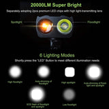20000LM Bike Front Light with 120dB Loud Horn Outdoor Recreation - Tophatter Daily Deals