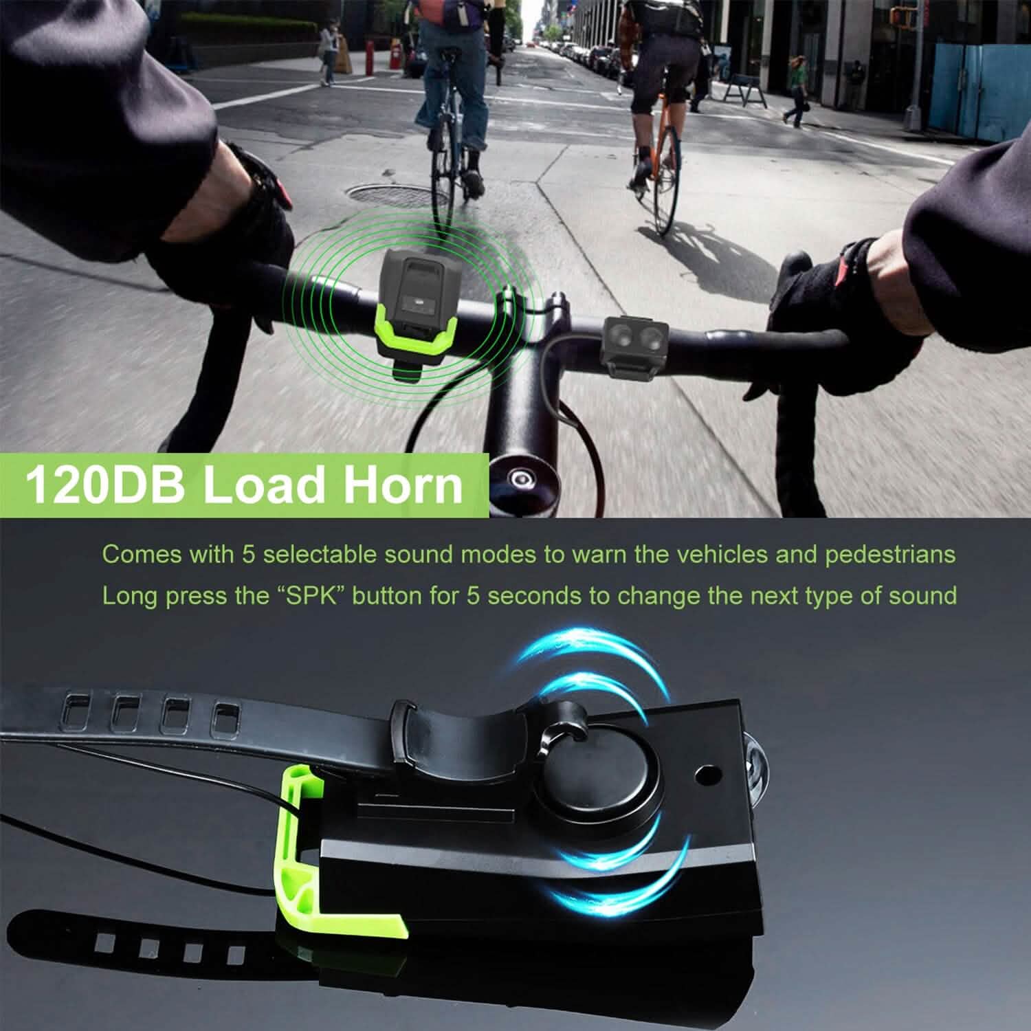 20000LM Bike Front Light with 120dB Loud Horn Outdoor Recreation - Tophatter Daily Deals