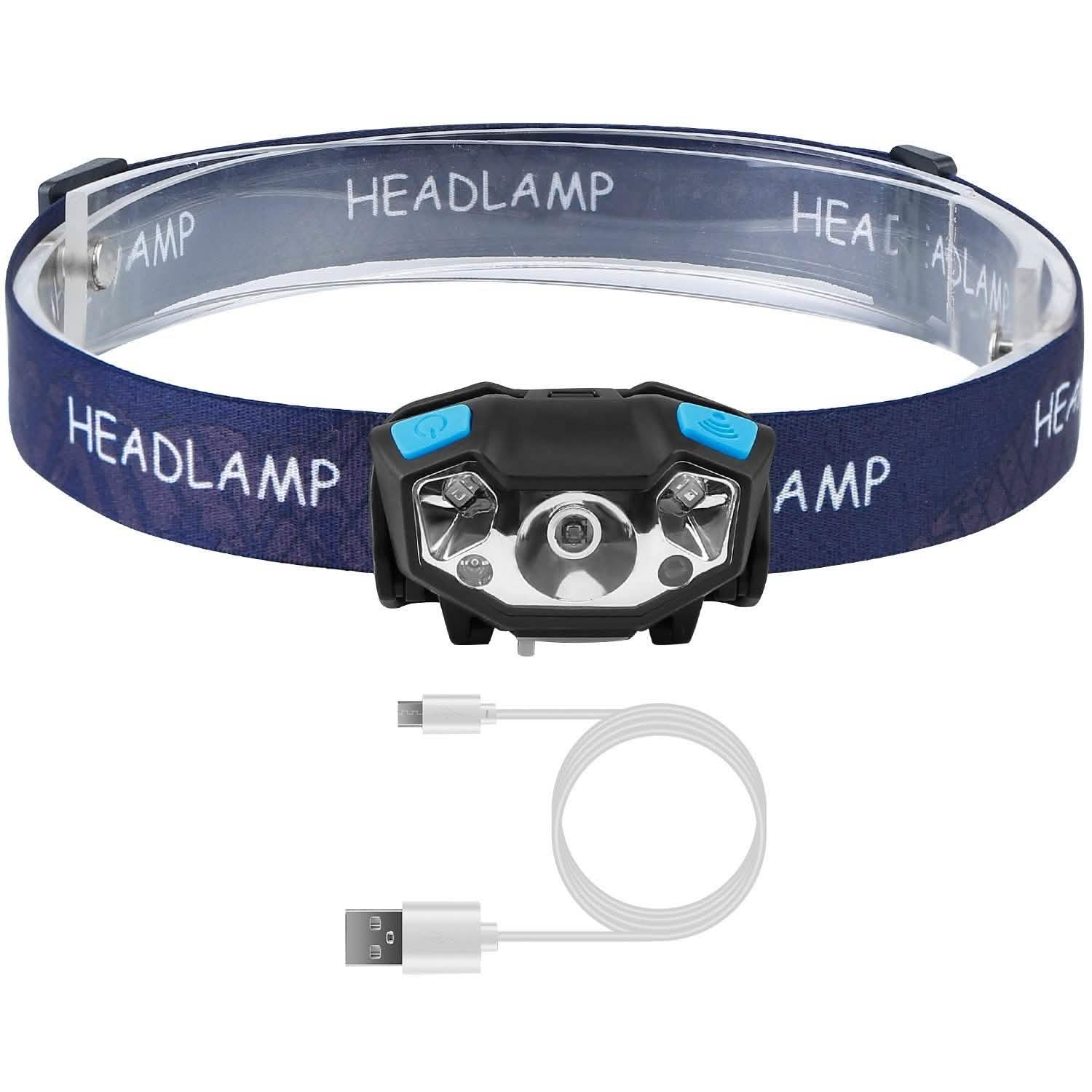 20000LM LED Headlamp USB Rechargeable Wave Motion Sensor Headlight Outdoor Recreation - Tophatter Daily Deals