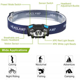 20000LM LED Headlamp USB Rechargeable Wave Motion Sensor Headlight Outdoor Recreation - Tophatter Daily Deals