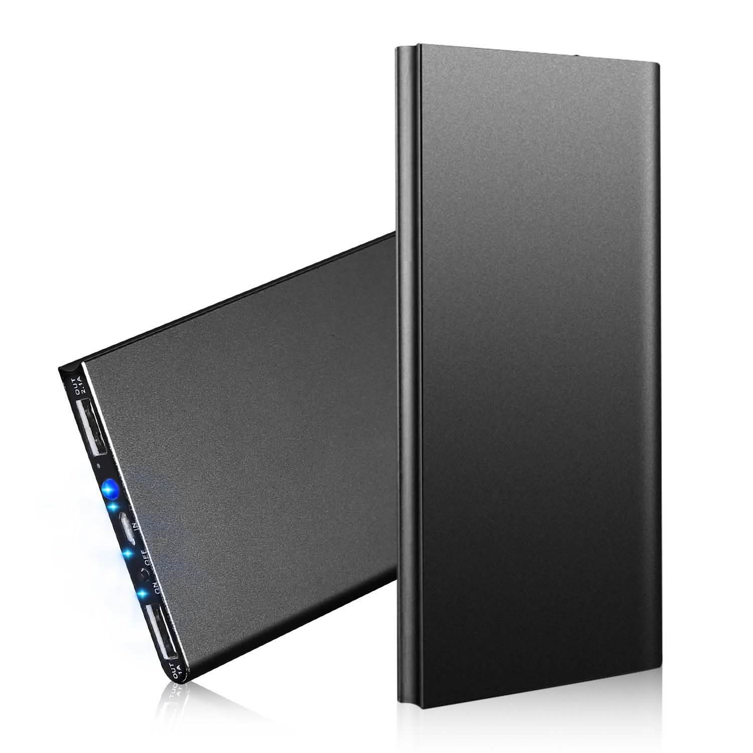 20000mAh Power Bank Ultra Thin External Battery Pack Black Mobile Accessories - Tophatter Daily Deals