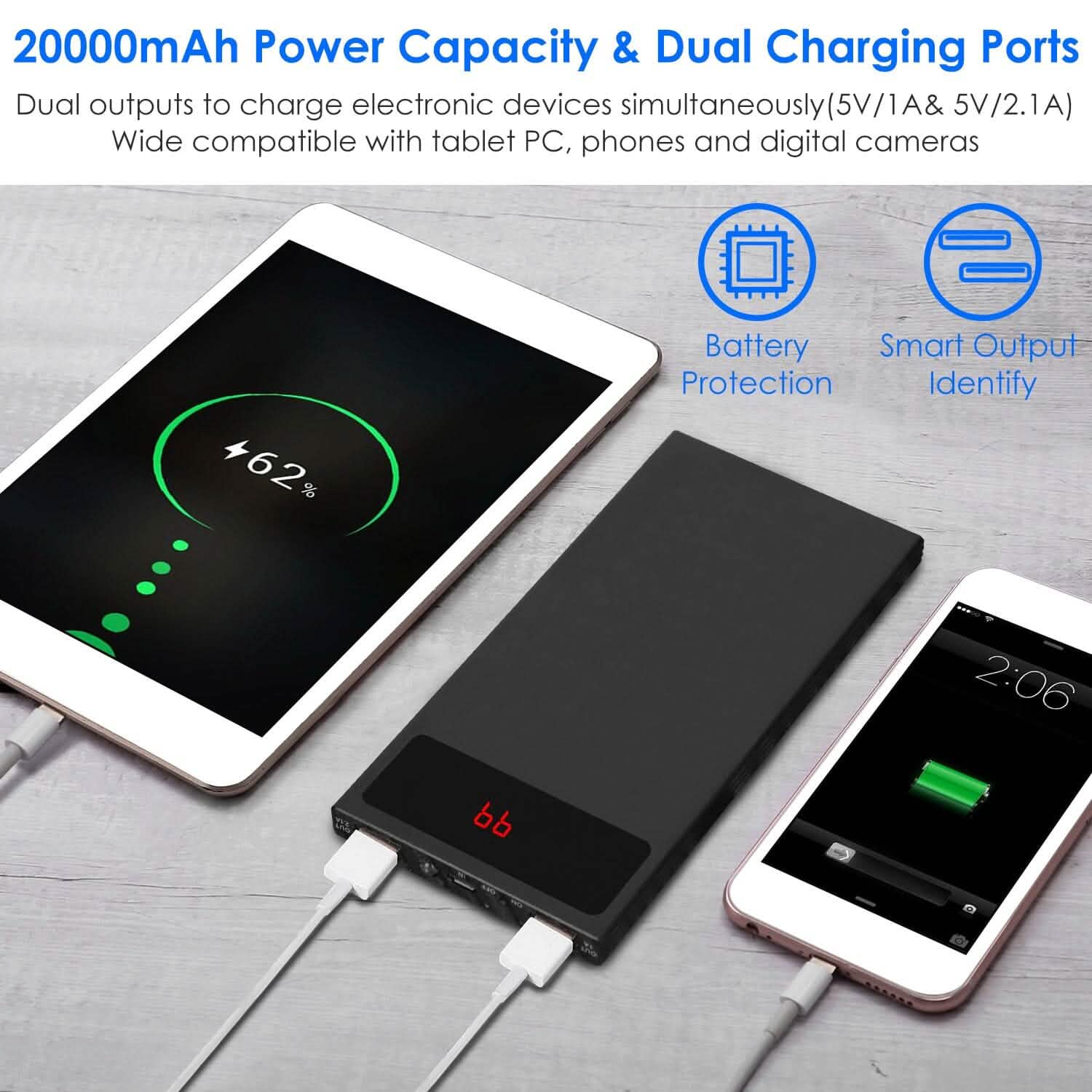 20,000mAh Power Bank Ultra-thin External Battery Pack Mobile Accessories - Tophatter Daily Deals