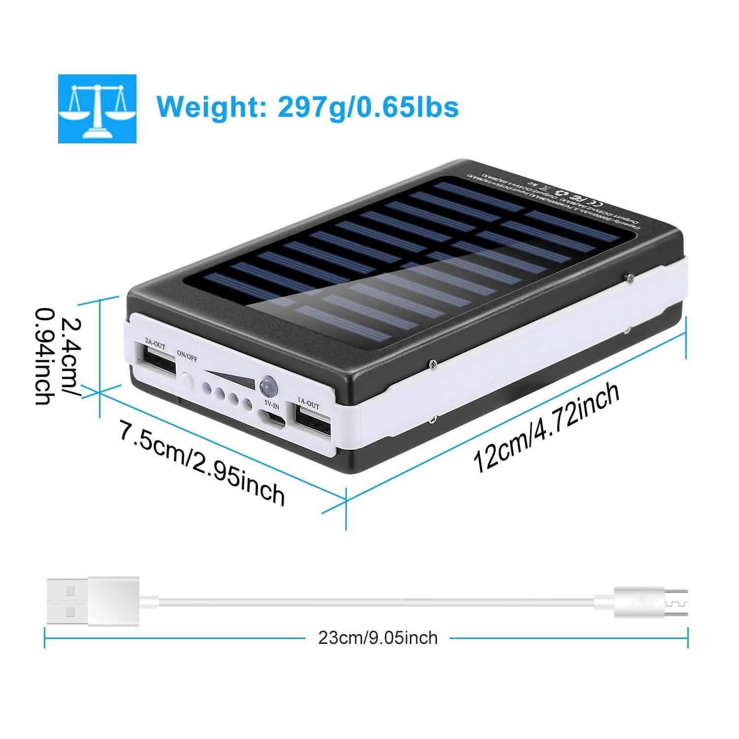 20,000mAh Solar Power Bank Mobile Accessories - Tophatter Daily Deals