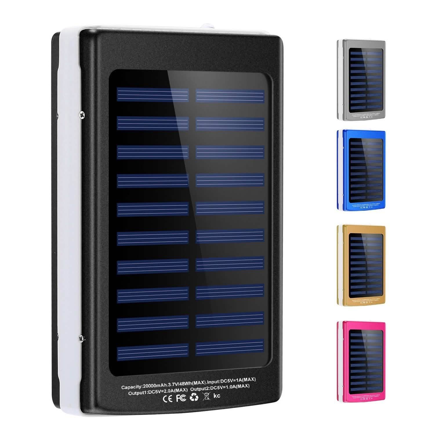 20,000mAh Solar Power Bank Mobile Accessories - Tophatter Daily Deals