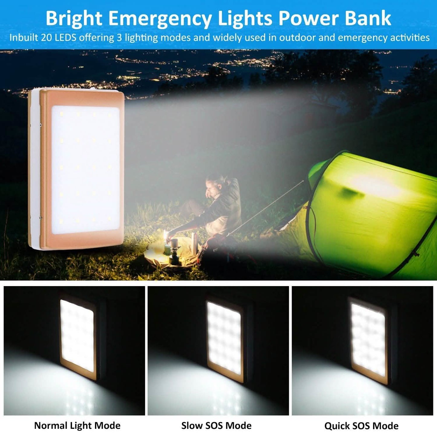 20,000mAh Solar Power Bank Mobile Accessories - Tophatter Daily Deals