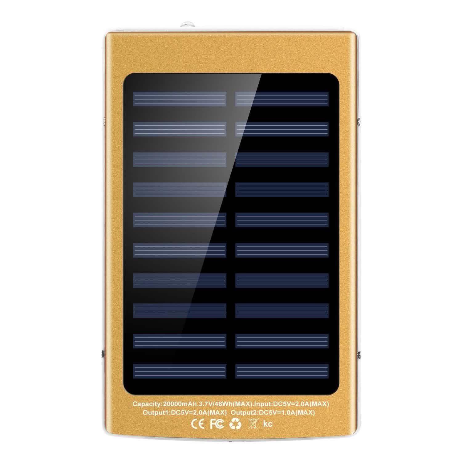 20,000mAh Solar Power Bank Mobile Accessories - Tophatter Daily Deals