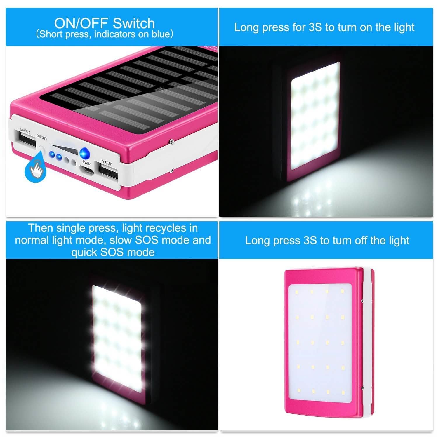 20,000mAh Solar Power Bank Mobile Accessories - Tophatter Daily Deals