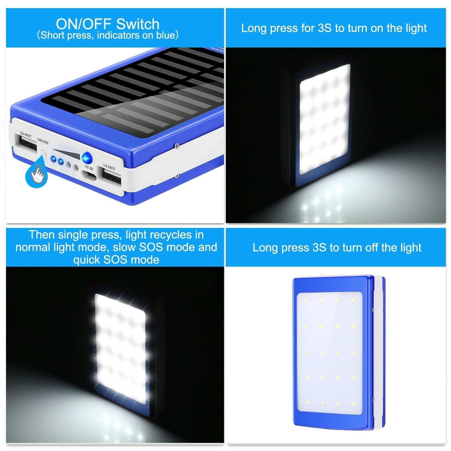 20,000mAh Solar Power Bank Mobile Accessories - Tophatter Daily Deals