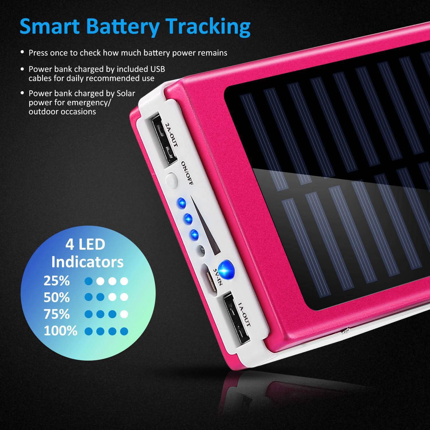 20,000mAh Solar Power Bank Mobile Accessories - Tophatter Daily Deals
