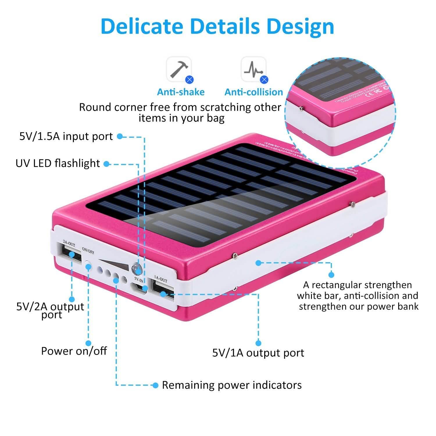 20,000mAh Solar Power Bank Mobile Accessories - Tophatter Daily Deals