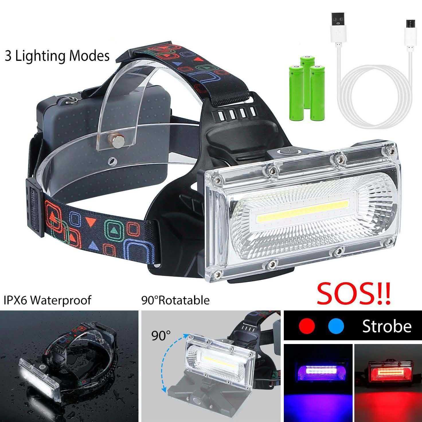 2000LM LED Work Headlamp with 3 Lighting Modes Outdoor Recreation - Tophatter Daily Deals
