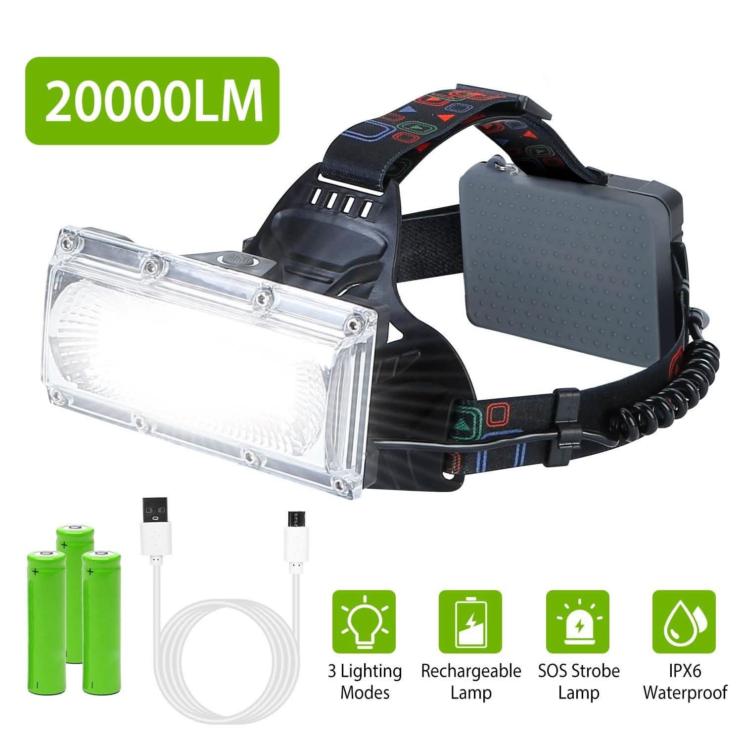 2000LM LED Work Headlamp with 3 Lighting Modes Outdoor Recreation - Tophatter Daily Deals