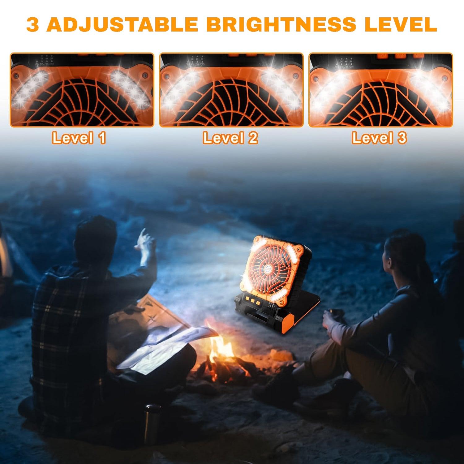 Rechargeable Camping Fan - 20000Mah Solar Powered Portable Fan with LED Lantern, 3 Speeds Cord Sports & Outdoor - Tophatter Daily Deals