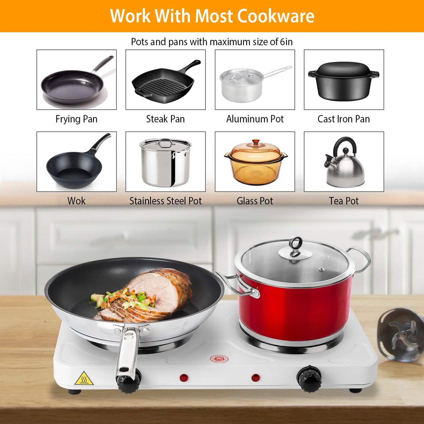 2000W Portable Double Electric Burner Kitchen Appliances - Tophatter Daily Deals