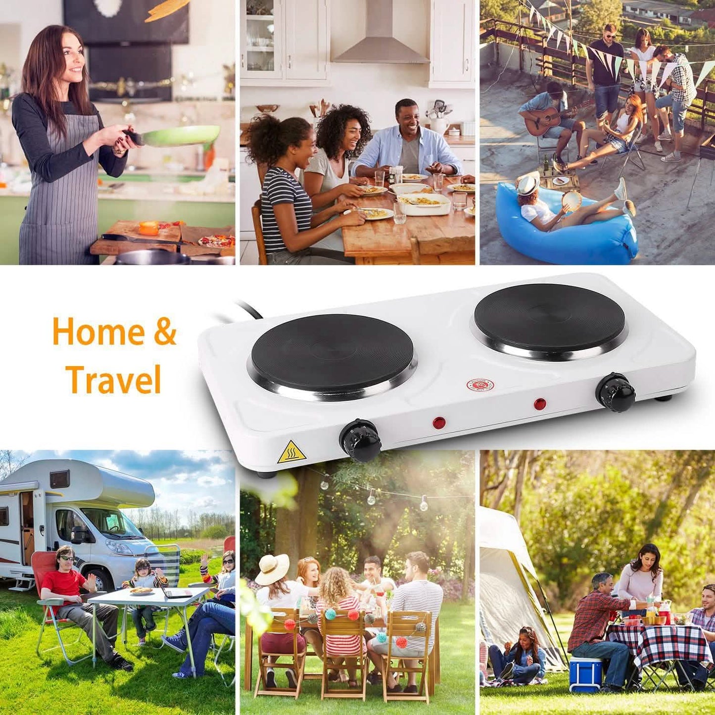 2000W Portable Double Electric Burner Kitchen Appliances - Tophatter Daily Deals