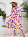 Printed Long Sleeve Midi Dress Casual Dresses - Tophatter Daily Deals