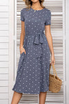 Belted Tee Dress With Pockets Misty Blue Casual Dresses - Tophatter Daily Deals