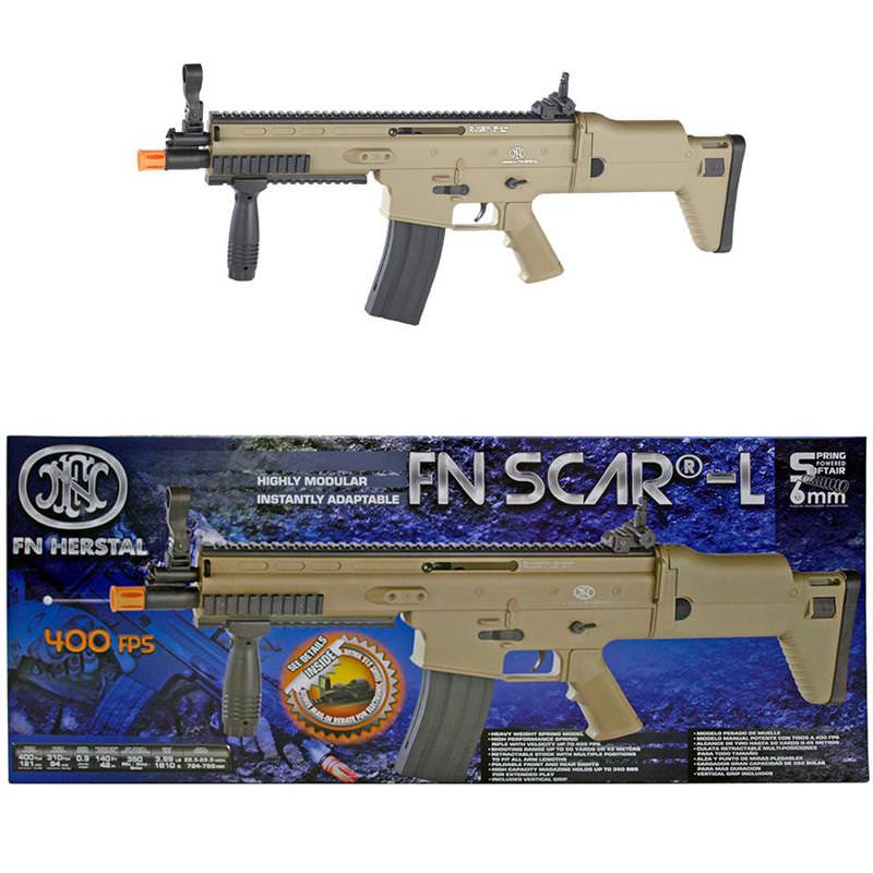 FN Herstal SCAR-L Tactical Spring Powered Airsoft Rifle - 400 FPS Dark Earth - Tophatter's Guns'N'Weapons Store - FREE SHIPPING Collectible Weapons - Tophatter Daily Deals