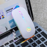 BLACK Silent ULTRA THIN rechargeable wireless mouse 7 GLOWING LIGHTS White 0 - Tophatter Daily Deals