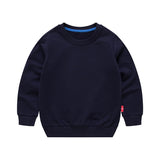 Boys Korean Round Neck Solid Color Loose Long Sleeve Pullover Navy Blue 7 - Tophatter Daily Deals