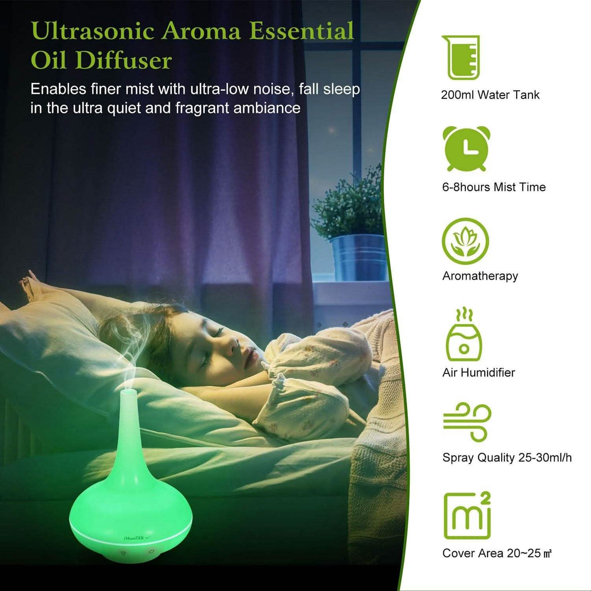 200ml Cool Mist Humidifier Ultrasonic Aroma Essential Health & Wellness - Tophatter Daily Deals