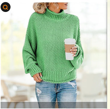 Warm Women's Pullover Sweater - Turtleneck Knit, Winter Light Green 3D Changing Face Moving Picture Frame - Tophatter Daily Deals