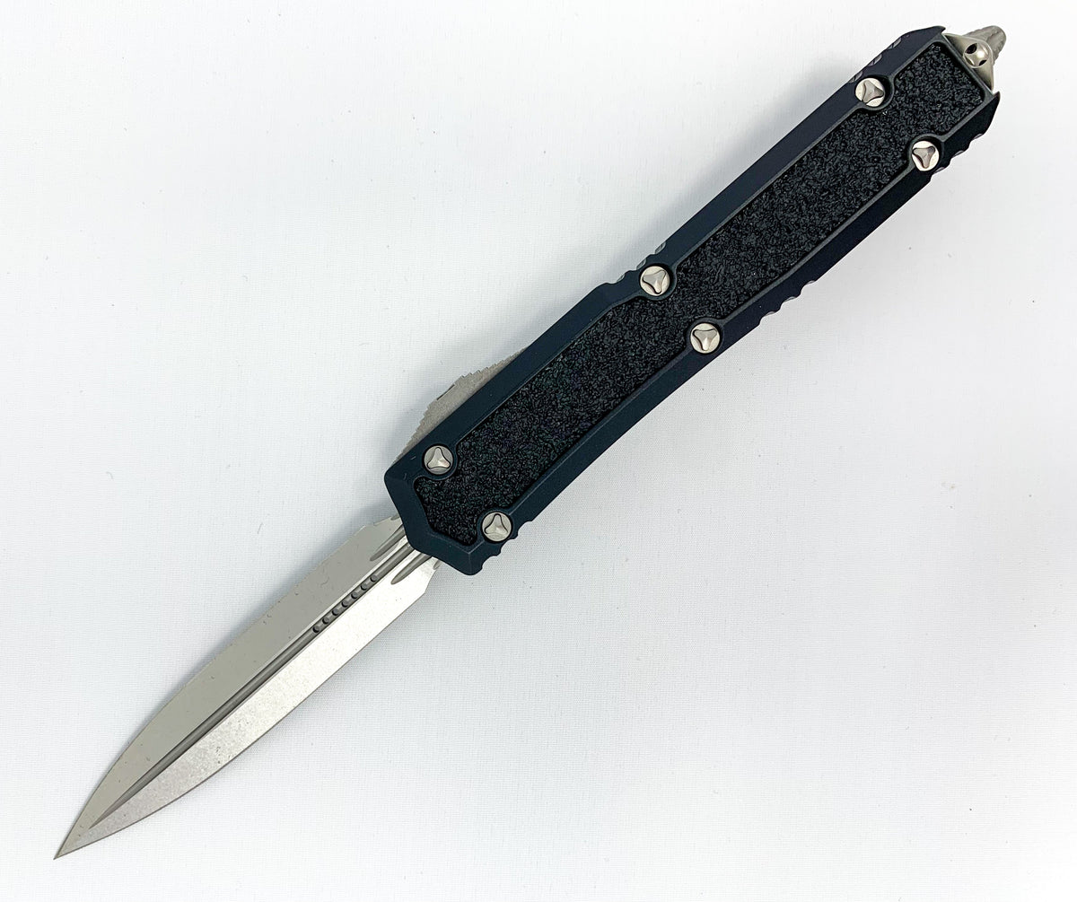 Microtech Makora - Signature Series - Double Edge - Satin Hardware - Black Chassis - 206-10S Automatic Knives - Tophatter Daily Deals