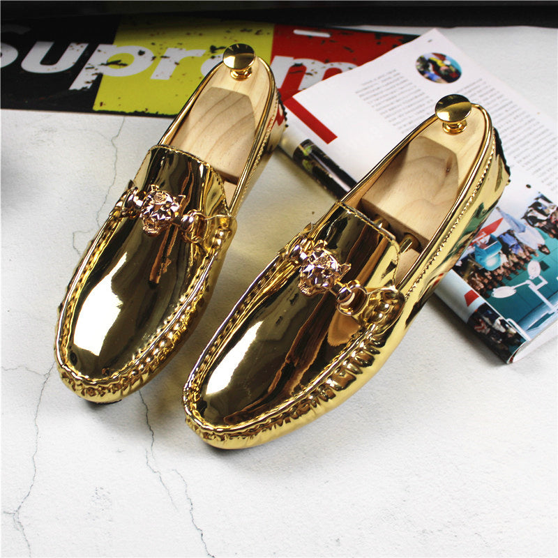 Fashion Young Casual Loafers Shoes Golden Silver Men Shoe Classic Shoes - Tophatter Daily Deals