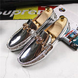 Fashion Young Casual Loafers Shoes Golden Silver Men Shoe Silver Classic Shoes - Tophatter Daily Deals