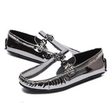 Fashion Young Casual Loafers Shoes Golden Silver Men Shoe Silver 01 Classic Shoes - Tophatter Daily Deals